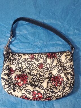 Coach Poppy Graffiti Floral Print Satin Shoulder Top Handle Bag